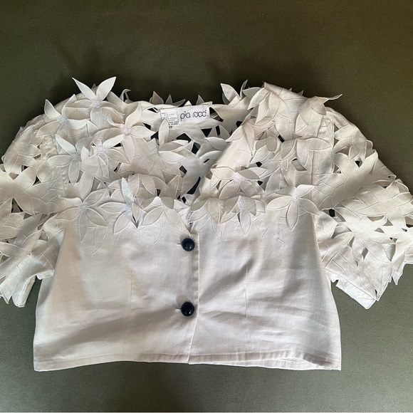 Vintage Cream Linen Crop Top Sz 12 - Picture 4 of 5